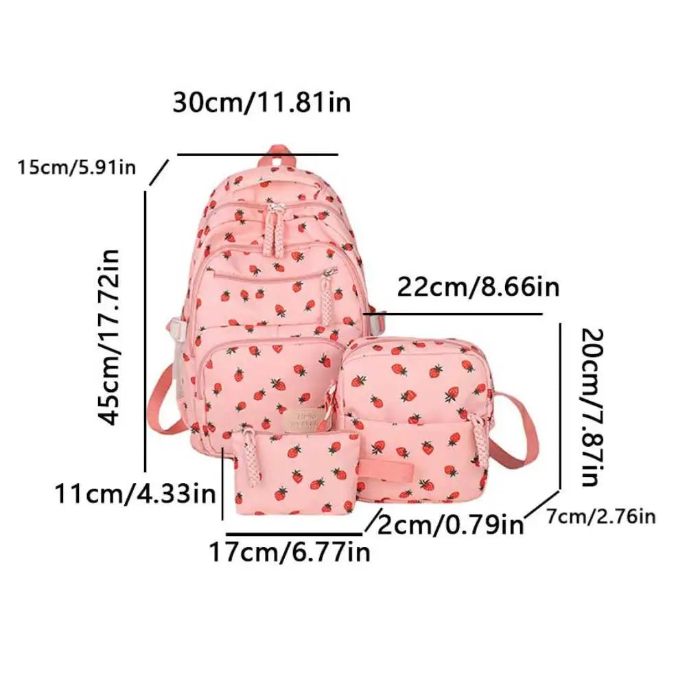 3-Piece Bow Print Backpack Set – Backpack, Crossbody Bag & Small Purse for Kids - silverfoxgoods